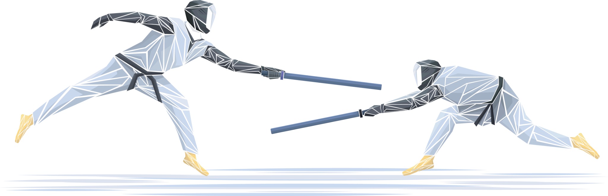 Illustration of two Sports Chanbara competitors attacking with swords